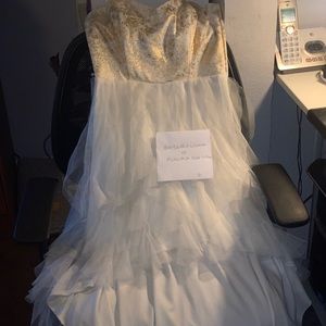 White/Gold Hi-Lo dress